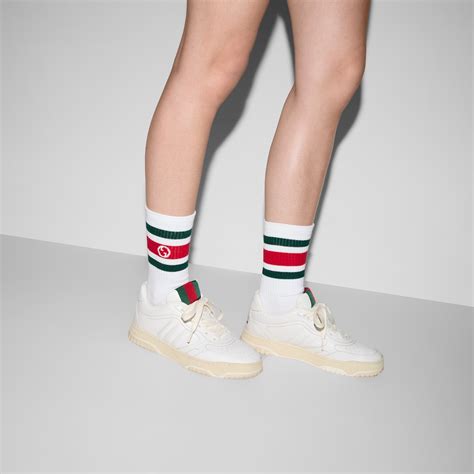 gucci limited pinstripe socks|Round Interlocking G cotton socks in white .